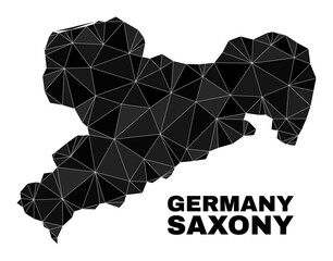 Low-poly Saxony Land map. Polygonal Saxony Land map vector is combined of scattered triangles. Triangulated Saxony Land map polygonal collage for patriotic purposes.