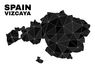 Low-poly Vizcaya Province map. Polygonal Vizcaya Province map vector combined from randomized triangles. Triangulated Vizcaya Province map polygonal abstraction for patriotic illustrations.
