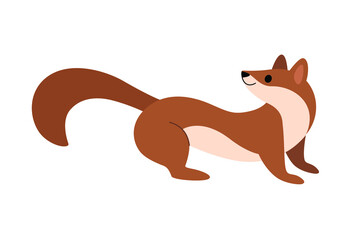Cute marten - cartoon animal character. Vector illustration in flat style isolated on white background.