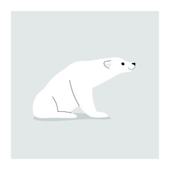 Cute polar bear - cartoon animal character. Vector illustration in flat style isolated on gray background.