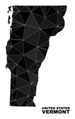 lowpoly Vermont State map. Polygonal Vermont State map vector is designed from scattered triangles. Triangulated Vermont State map polygonal model for education illustrations.