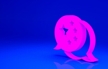 Pink China flag icon isolated on blue background. Minimalism concept. 3d illustration 3D render
