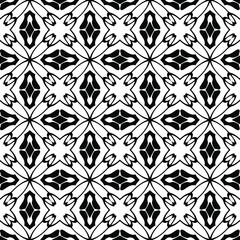 floral seamless pattern background.Geometric ornament for wallpapers and backgrounds. Black and white pattern. 