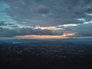 sunset over the clouds
