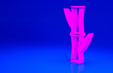 Pink Bamboo icon isolated on blue background. Minimalism concept. 3d illustration 3D render