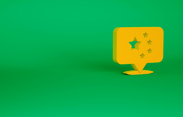 Orange China flag icon isolated on green background. Minimalism concept. 3d illustration 3D render