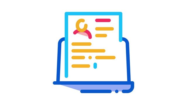 complete computer information about person Icon Animation. color complete computer information about person animated icon on white background