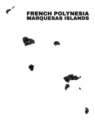 Low-poly Marquesas Islands map. Polygonal Marquesas Islands map vector is combined of random triangles. Triangulated Marquesas Islands map polygonal collage for education posters.