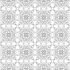 Vector pattern with symmetrical elements . Modern stylish abstract texture. Repeating geometric tiles from striped elements.Black and white pattern.