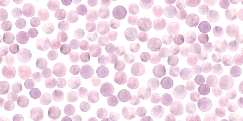 Seamless Watercolour Wallpaper. Cute Circles Pattern. Pink Grunge Dots Background. Art Watercolor Wallpaper. Vintage