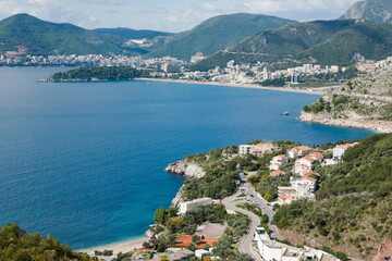 Naklejka na ściany i meble Panoramic landscape of Budva riviera in Montenegro