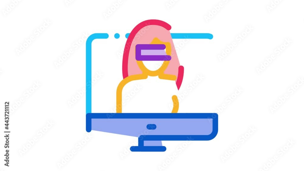 Poster computer hacker icon animation. color computer hacker animated icon on white background