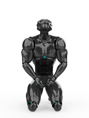 cyber tiger is on his knees