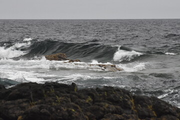 the waves showing their power