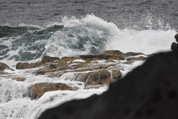 the waves showing their power