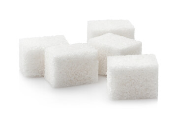 White sugar cubes, isolated on white background