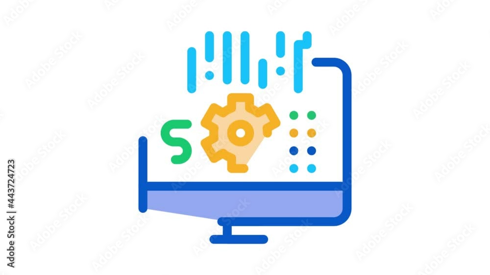 Poster computer cache settings icon animation. color computer cache settings animated icon on white backgro