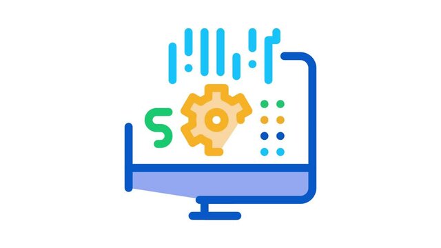computer cache settings Icon Animation. color computer cache settings animated icon on white background