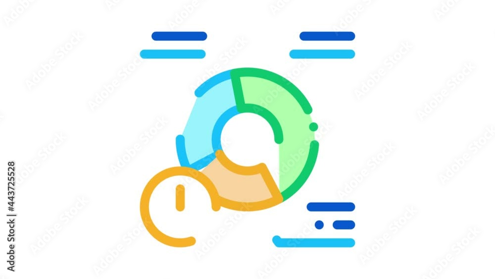 Poster pie chart error icon animation. color pie chart error animated icon on white background