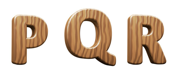 Chocolate alphabet. Letters p, q, r in 3d render. Path save.