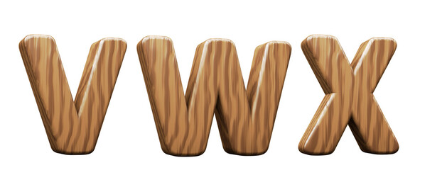 Chocolate alphabet. Letters v, w, x in 3d render. Path save.