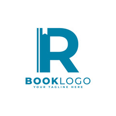Letter Initial R Book Logo Design. Usable for Education, Business and Building Logos. Flat Vector Logo Design Ideas Template Element