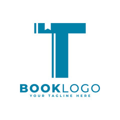 Letter Initial T Book Logo Design. Usable for Education, Business and Building Logos. Flat Vector Logo Design Ideas Template Element