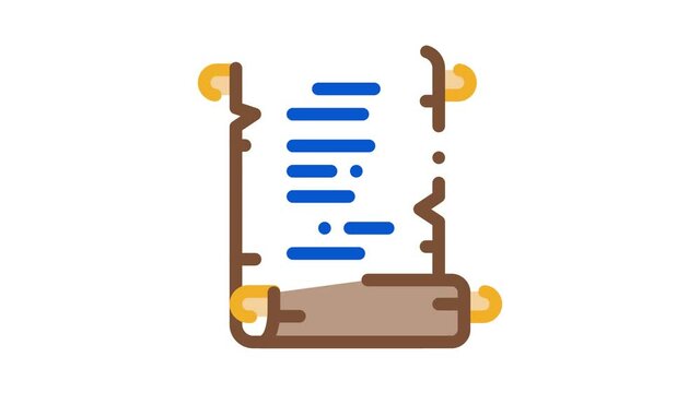 scroll of parchment paper Icon Animation. color scroll of parchment paper animated icon on white background