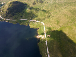 Aerial view of  Belmeken Dam, Rila mountain, Bulgaria