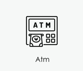 Atm vector icon. Editable stroke. Symbol in Line Art Style for Design, Presentation, Website or Apps Elements, Logo. Pixel vector graphics - Vector