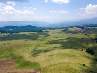 Fototapeta premium Aerial view of Rila mountain near Belmeken Dam, Bulgaria