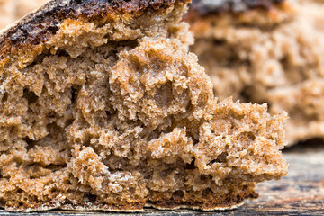 rye flour bread, close-up