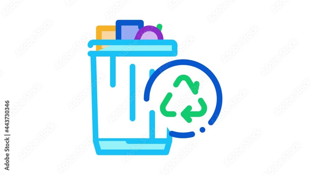 Poster waste recycling Icon Animation. color waste recycling animated icon on white background