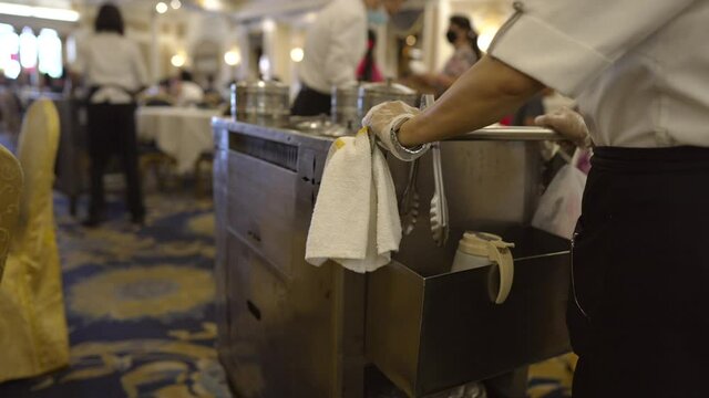 This Video Shows A Dim Sum Cart Worker Pushing Her Cart Through Tables Of Hungry Diners.