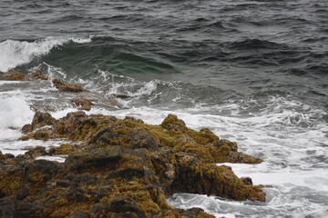 the sea on the coast with its waves, shapes and colors