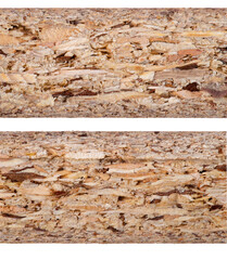 Chipboard texture in cross section. Visible chip layers in the pressed board.