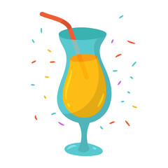 Iced tea, Summer cold drink vector illustration with flat design