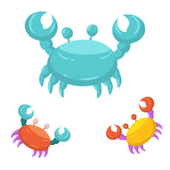 Colorful crab sea creature with simple flat illustration