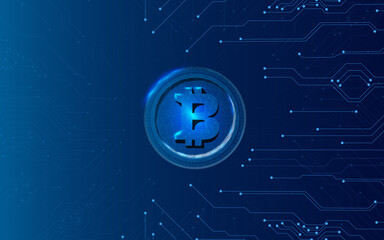  Bitcoin Cryptocurrency. Bitcoin is modern of Exchange Digital payment, Education certificate of Abroad program .modern electronic money, wireframe, plexus, dot,vector
