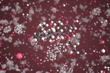 Budesonide molecule. Conceptual molecular model. Chemical 3d rendering