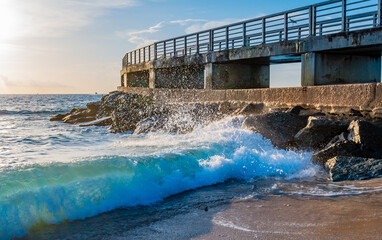 Waves crashing against rocks