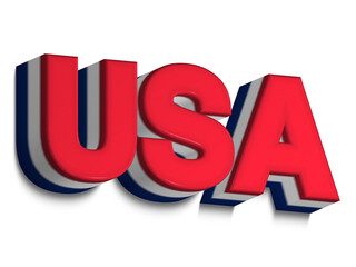 3d Lettering USA in Red, White, and Blue - Isolated on a White Background
