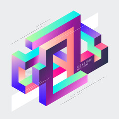 Fototapeta premium Isometric geometric impossible shape abstract background modern art style