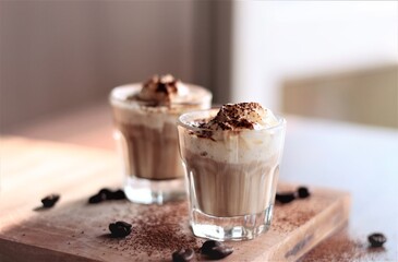 coffee with chocolate and and whipped cream milk drink