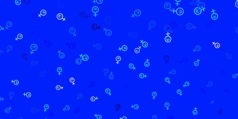 Light BLUE vector template with businesswoman signs.