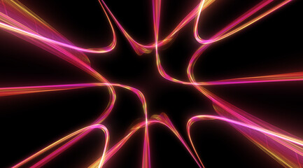 organic smooth and colorful and silky glowing light lines in abstract form and black background