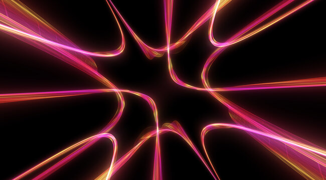 organic smooth and colorful and silky glowing light lines in abstract form and black background