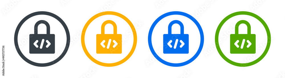 Leinwandbilder padlock with coding icon. symbol of encryption. technology security concept
