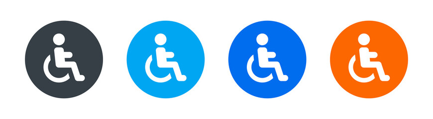 Handicapped patient in wheelchair icon vector sign. Disability concept - obrazy, fototapety, plakaty