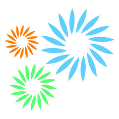 abstract flower vector shape element or pinwheel design
yellow blue and green